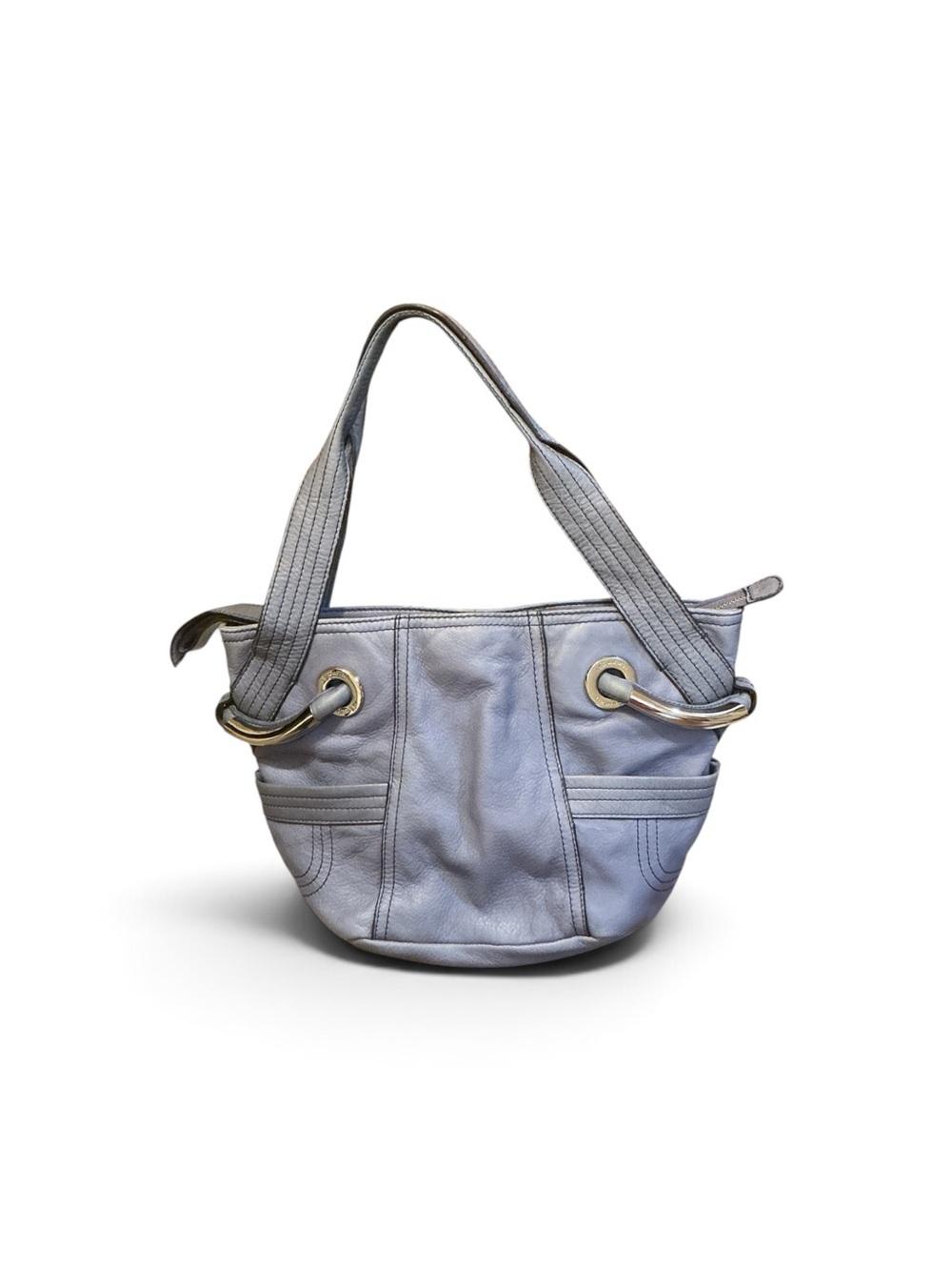 b. makowsky Light Gray Leather Shoulder Bag